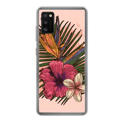 Produktbild von MuchoWow® Handyhülle Schutzhülle Hülle für Samsung Galaxy A41 Blumen - Tropisch - Rosa Silikon Softcase Handy Hülle - Mobiltelefon
