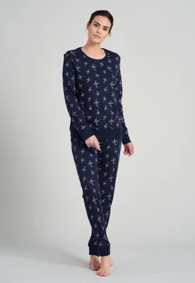 Produktbild von Schiesser Damen Schlafanzug lang dunkelblau 44