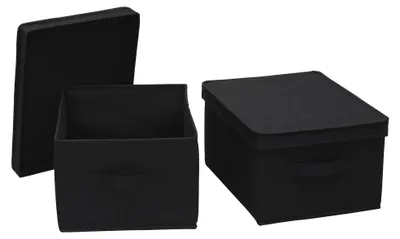 Image de Solidchoice - Boîtes de rangement en toile avec couvercle, lot de 2