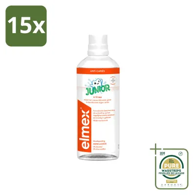 Produktbild von 15 x Elmex Junior Mundspülung - Anti-Karies - 400 ml - Vorratspackung - 15 Stücke