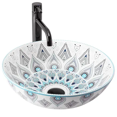 Produktbild von Rea Aufsatzwaschbecken Mandala Round White Blue