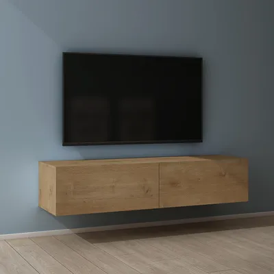 Produktbild von Mai & Mai Fernsehschrank Verdeckter Griff mit Soft-Close Lowboard Hängeschrank für Wohnzimmer in Kerneiche BTH: 140x40,2x30 cm Fernsehschrank02