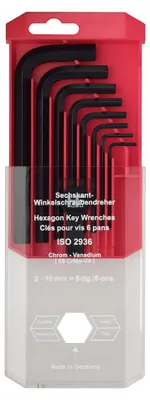 Produktbild von HaFu 6-Kant-Stiftschlüssel-Satz, ISO 2936, brüniert, 8-teilig, 2-10 mm 208-180-01