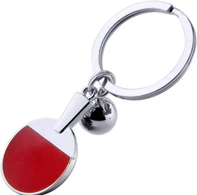 Productafbeelding van Tafeltennis Sleutelhanger - Tafeltennis Racket Sleutelhanger - Cadeau Geven - Met Bal - 12 x 7 x 1 cm - Zilver