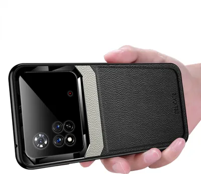 Produktbild von Xiaomi Poco M4 4G Hülle, TPU Stossfest Anti-rutsch Leder Glas Len Hybrid Schutzhülle für Xiaomi Poco M4 4G Schwarz