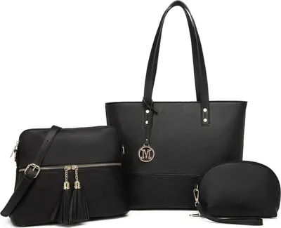 Produktbild von Miss Lulu Damen Handtasche 3-teiliges Set Tote Bag Umhängetasche mit Geldbörse