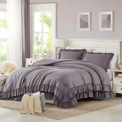 Produktbild von Bettwäsche-Set mit Rüschen 135x200 200x200, weich, Shabby-Chic, leicht