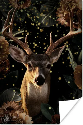 Produktbild von MuchoWow® Poster Rehe - Pflanzen - Blumen 20x30 cm - Papierdruck