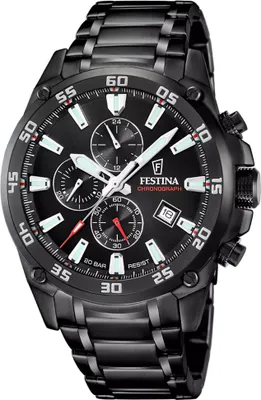 Produktbild von Festina Herrenuhr Timeless Chronograph Armbanduhr Edelstahl schwarz UF20735/3