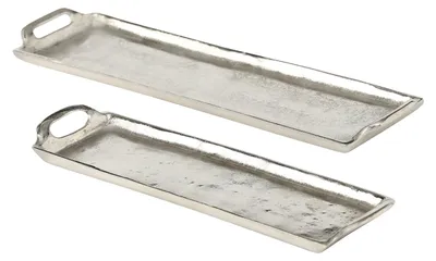 Produktbild von Dekotablett Bathew L.36/45 B.11/13 cm Aluminium Silber 2er Set