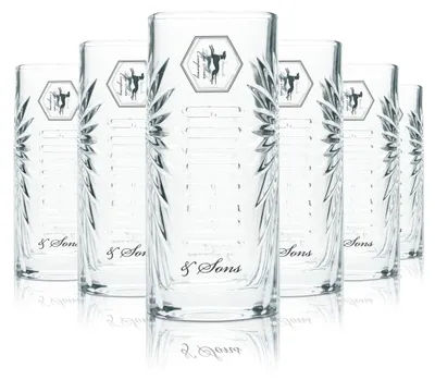 Produktbild von 6x Goldberg Glas 0,3l Becher Longdrink Cocktail Relief Kontur Gläser High Ball