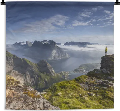 Produktbild von MuchoWow® Wandteppich Wandbehang Sonnenaufgang in Norwegen 90x90 cm Tapisserie Dekoration Wandtuch - Wandaufhänger