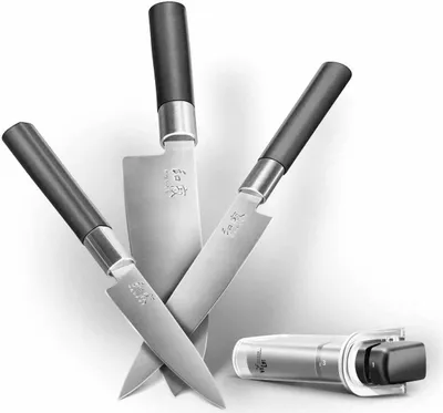 Produktbild von KAI Wasabi Set: Santoku + Allzweckmesser + Officemesser + Schärfer 67-W23