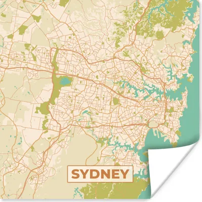 Produktbild von MuchoWow® Poster Sydney - Vintage - Stadtplan - Karte 100x100 cm - Babyzimmer