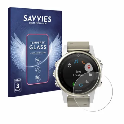 Produktbild von 3x Savvies Schutzglas für Garmin Fenix 5S (42 mm) Displayschutz 9H Glas klar transparent