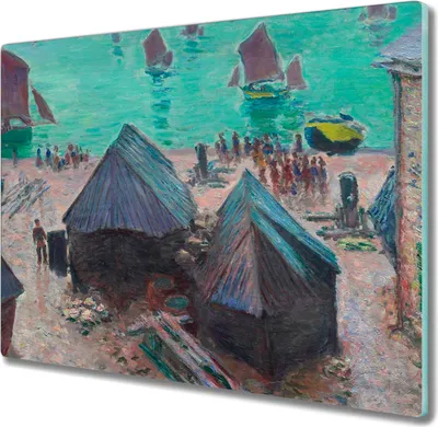 Produktbild von Coloray Hackbrett Herdabdeckplatte 60x52 cm Küchenbrett Kochplattenabdeckung Schneidebrett - Boote Meer Monet