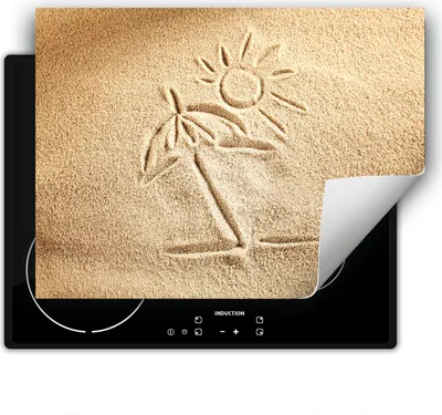 Produktbild von DarHaus Herdabdeckplatte 80x52 cm Anti Rutsch Matte Aufrollbar, Sand - Strand