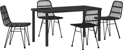 Image de vidaXL Ensemble de jardin 5 pcs noir Acier revêtu par poudre