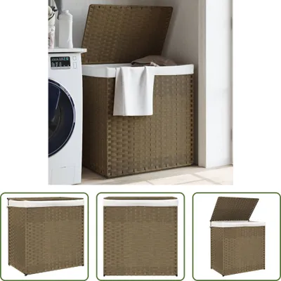 Zdjęcie produktu dla The Living Store Kosz na pranie z 2 przegrodami 53x35x57 cm z polirattanu