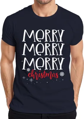 Produktbild von Merry Merry Merry Christmas - Weihnachten Weihnachtsgeschenk Christmas Herren T-Shirt, Navy, M