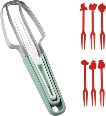 Produktbild von 3 in 1 Edelstahl Obstschneider Melonengabel Wassermelone Messer