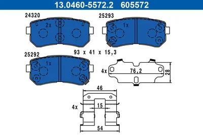 Produktbild von ATE Bremsbeläge Satz Hinten für HYUNDAI Tucson (TL, TLE) 13.0460-5572.2