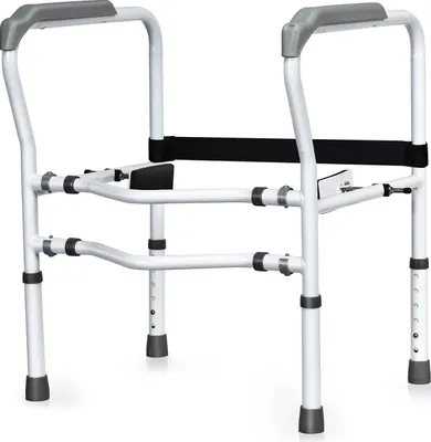 Produktbild von GOPLUS Aufstehhilfe Toilette, verstellbares Sicherheitsgestell mit 360°drehbarer Klemme & rutschfester Armlehne, WC Stützhilfe aus Kohlenstoffstahl bis 136kg Belastbar