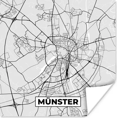 Produktbild von MuchoWow® Poster Deutschland - Karte - Münster - Karte - Stadtplan 50x50 cm - Wohnzimmerdekoration