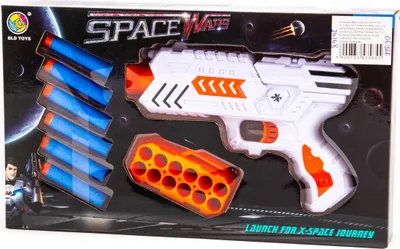 Produktbild von Spielzeugpistole mit 6 Schaumstoffpfeilen - Softdart Blaster für Kinder - Outdoor & Indoor Spaß
