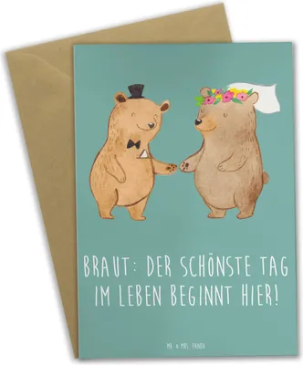 Produktbild von Mr. & Mrs. Panda Klappkarte Braut Tag - Meeresbrise - Geschenk, Brautfest, Heiraten, Liebe, Hochzeitstag, Grußkarte, osterkarten, einladungskarten, weihnachtskarten