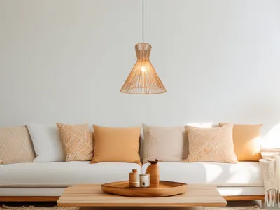Produktbild von LED Pendelleuchte skandinavisch einflammig Papierlampe Lampenschirm Braun Ø 35cm