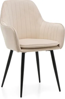 Produktbild von NEW HOME Stuhl EMILIA Esszimmerstuhl gepolsterter Wohnzimmerstuhl - hellbeige - moderne Samt Velours Möbel