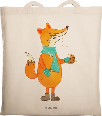 Produktbild von Mr. & Mrs. Panda Uni Tasche Fuchs Keks - Transparent - Geschenk, Weihnachten, Stoffbeutel, Tote Bag, canvas, Beutel, Weihnachtlich, Winter, Laptoptasche, Frieren, Liebe