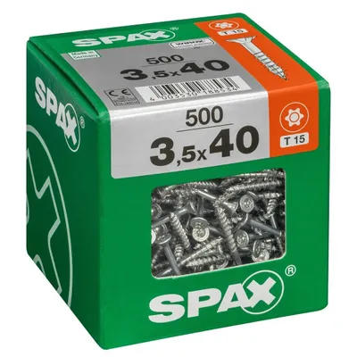 Obrázok produktu pre Univerzálna skrutka SPAX, 3,5 x 40 mm, 500 kusov, s čiastočným závitom, so zápustnou hlavou, T-STAR plus T20, 4CUT, WIROX - 4191010350396