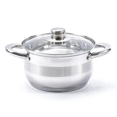 Produktbild von Kochtopf INDUKTION Edelstahl TOPF mit Glasdeckel Suppentopf LUZON 1,8 Liter