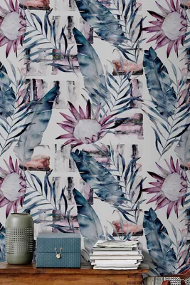 Produktbild von Coloray Fototapete 104x70 cm Latextapete Magicstick - Marmorblumen Plumeria Sommer Marmor Aquarelle Retro