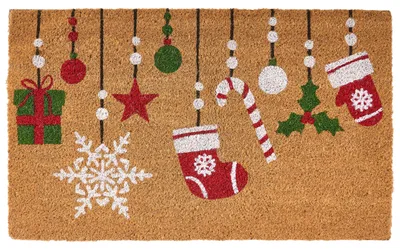 Produktbild von BELIANI Fußmatte Bunt Kokosfaser 45x75 cm Rechteckig Weihnachtsmotiv mit Anti-Rutsch-Rückseite Fußabtreter Türmatte Schmutzfangmatte Weihnachtsdeko