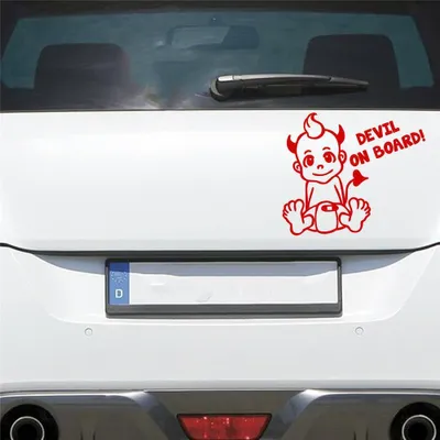 Produktbild von Auto Aufkleber Devil AN Bord Board Teufelchen Junge 17x14 cm Rot Sticker Heckscheibenaufkleber