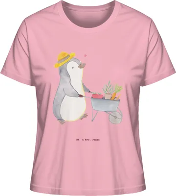 Produktbild von Mr. & Mrs. Panda Oberteil Damen Pinguin Gartenarbeit Größe S - Baumwolle Pink - Geschenk, Urban Gardening, Gartenpflege, Basic Shirt, T-Shirt, Gärtnern