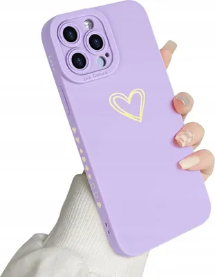 Zdjęcie produktu dla Etui Newseego iPhone 13 Pro Max fioletowe silikonowe serce złote