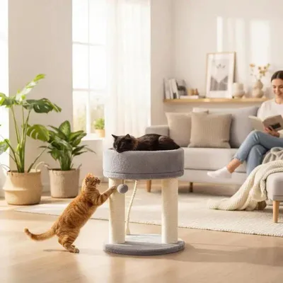 Image de Arbre à chat 4 en 1 avec un espace de repos rembourré