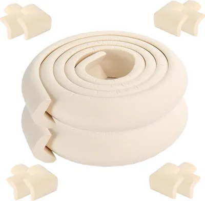 Produktbild von [2er-Pack] 2 Meter Länge Tischkantenschutz Baby Proector + 8 Ecken (Sahne) Weich ungiftig und umweltfreundlich