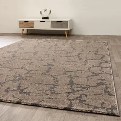 Produktbild von Steffensmeier Kurzflor Teppich Rom Wohnzimmerteppich modern, strapazierfähig und pflegeleicht, Anthrazit, Größe: 160x230 cm