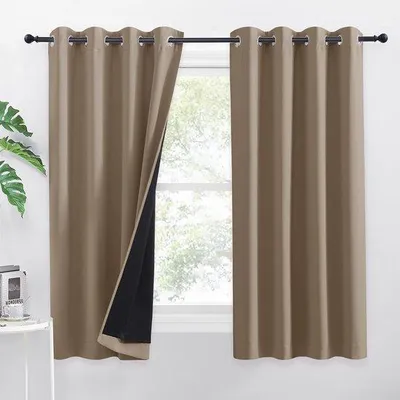 Obrázok produktu pre Záclony Unyqoos® Verdunkelungsvorhänge, dvojbalenie – záclony s okami, 100% polyester, dvojvrstvové a termoizolačné, husté a svetloizolačné, výška 145 cm, šírka 140 cm, farba cappuccino