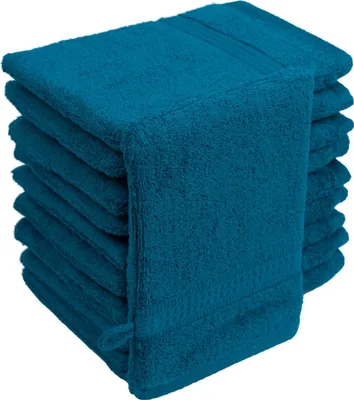 Produktbild von Waschhandschuhe Waschlappen 10er Set Petrol Blau 100 % Baumwolle Frottee 500g/m² 16x21