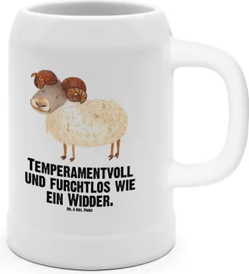 Produktbild von Mr. & Mrs. Panda Krug Sternzeichen Widder - Weiß - Geschenk, Schafbock, Steinzeugkrug, Bier Seidel, Geburtstag April, Bock, Aszendent, März, Keramikkrug, Humpen