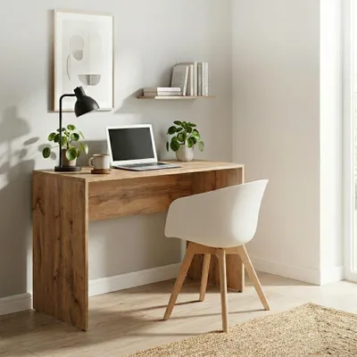 Zdjęcie produktu dla ULWEHOME Biurko Szkolne Wolnostojące 120cm Proste Klasyczne Stolik Dąb Wotan, Drewno Komputerowe Biurowe do Pokoju Ucznia Młodzieżowe Nowoczesne Loft