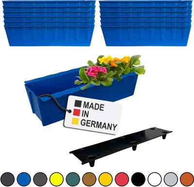 BURI 12 Euro-Paletten Blumenkästen-Einsätze inkl. Bewässerungsmatte, 37,3cm Blau, Pflanzkasten für Europalette Palette, Balkonkasten, Blumentopf, aus stabilen Kunststoff, Made in Germany