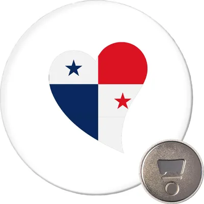 Produktbild von Huuraa Magnet Panama Flagge Herz 59mm Kühlschrankmagnet rund Flaschenöffner Geschenkidee