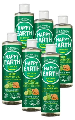 Image de Gel douche Happy Earth 100 % naturel - Bergamote et bois de cèdre, 300 ml